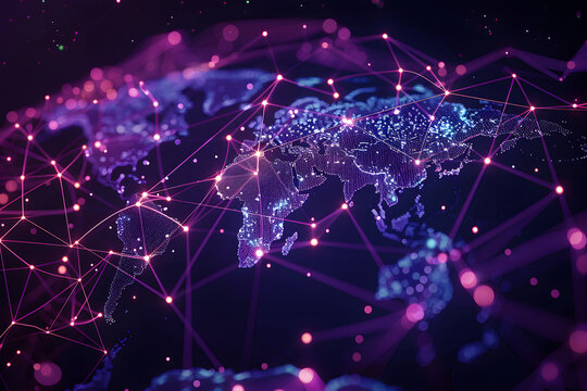 Global Expansion Success: Glowing City Connections Representing Brand Growth through SEO Strategies. Concept SEO Success, Global Expansion, Brand Growth, City Connections, Glowing Representations