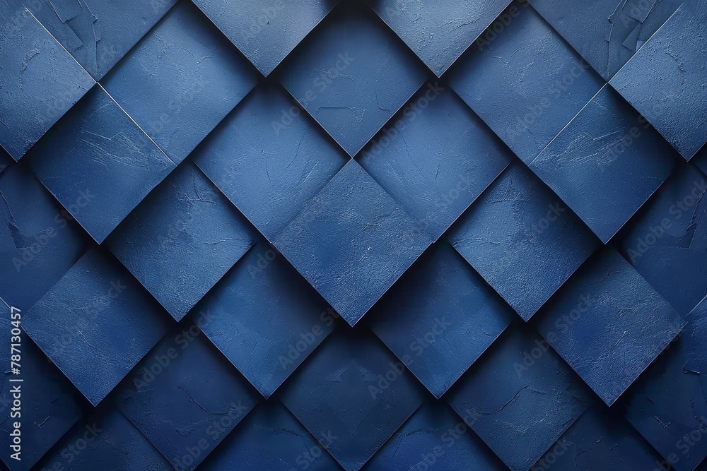 Poster an intricate image featuring a diamond pattern on a rustic textured blue background, showcasing arti