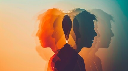 Multiple exposures were used to create this concept image depicting a man upset at parting and a gesture symbolizing this separation.