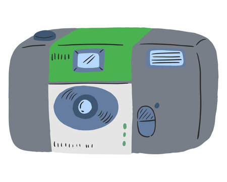 Disposable camera, film with lens, hand drawn simple illustration / 使い捨てカメラ、レンズ付フィルム、手描きのシンプルなイラスト