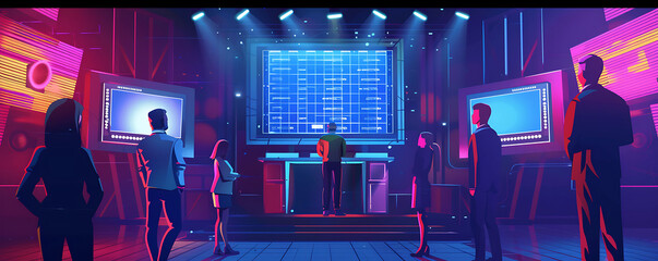 Television quiz show Contest game in studio with stage background illustration.  generative ai
