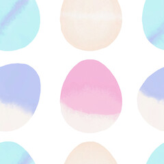 Seamless pattern with easter eggs, hand drawn illustration in watercolor style