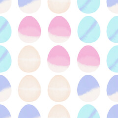 Seamless pattern with easter eggs, hand drawn illustration in watercolor style