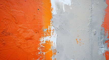 Closeup of colorful gray orange red urban wall texture with white white paint stroke Modern pattern...
