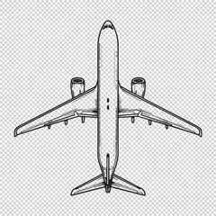 Airplane line art icon design, vector illustration on transparent background