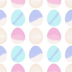 Seamless pattern with easter eggs, hand drawn illustration in watercolor style