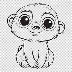 Naklejka premium Sloth line art for kids coloring book, black vector illustration