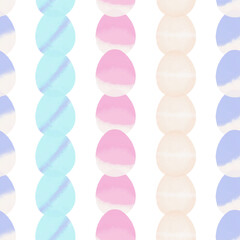 Seamless pattern with easter eggs, hand drawn illustration in watercolor style