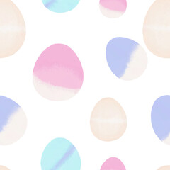 Seamless pattern with easter eggs, hand drawn illustration in watercolor style