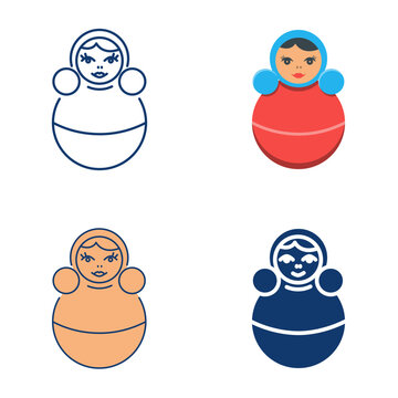 Soviet tumbler toy icon set