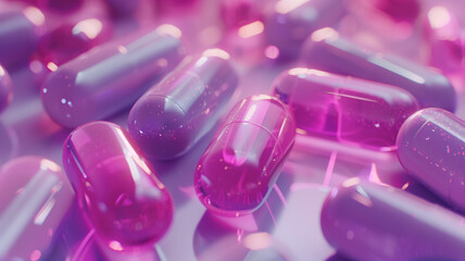 photorealistic portrayal of capsule pills as a symbol of global healthcare challenges, emphasizing antibiotics resistance, with a clean and creative background - obrazy, fototapety, plakaty