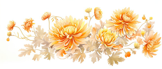 Fototapeta na wymiar a many yellow flowers on a white background