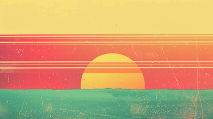 Retro sunset gradient with a textured noise effect, great for thematic throwback party banners or headers