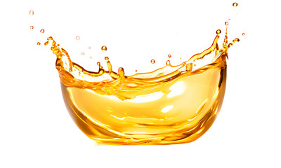 a high quality stock photograph of orange, gold or oil swirl splash with little bubbles isolated on clear png background, liquid flowing in form of wave isolated on a Transparent  background