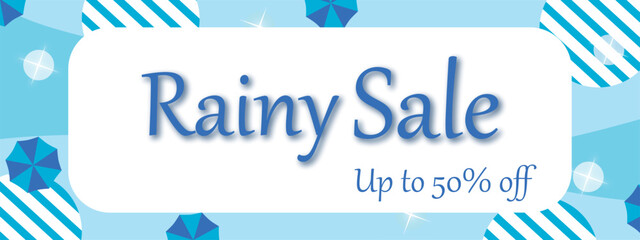 雨のセール最大50%offの横長バナー