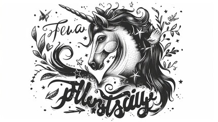 Flowing unicorn quotes for posters, t-shirts and wall art. Motivational handdrawn lettering.