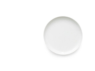 Empty round plate template top view isolated on white background with copy space