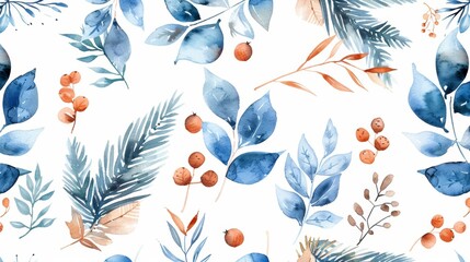 Obraz premium Watercolor seamless pattern for winter