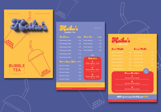 Blue Bubble Tea Menu
