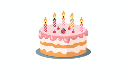 Birthday cake icon flat vector