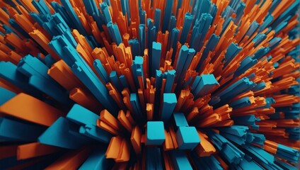 3D extruded abstract shapes with vibrant colors