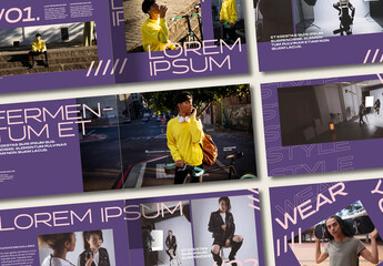 Purple Look Book Layout - obrazy, fototapety, plakaty