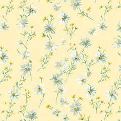Vibrant Floral Delight: Seamless Vector Pattern with Sharp Colors and High Resolution