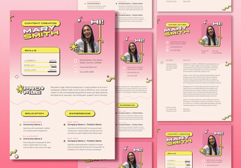 Funky Resume with Pink and Yellow Accents