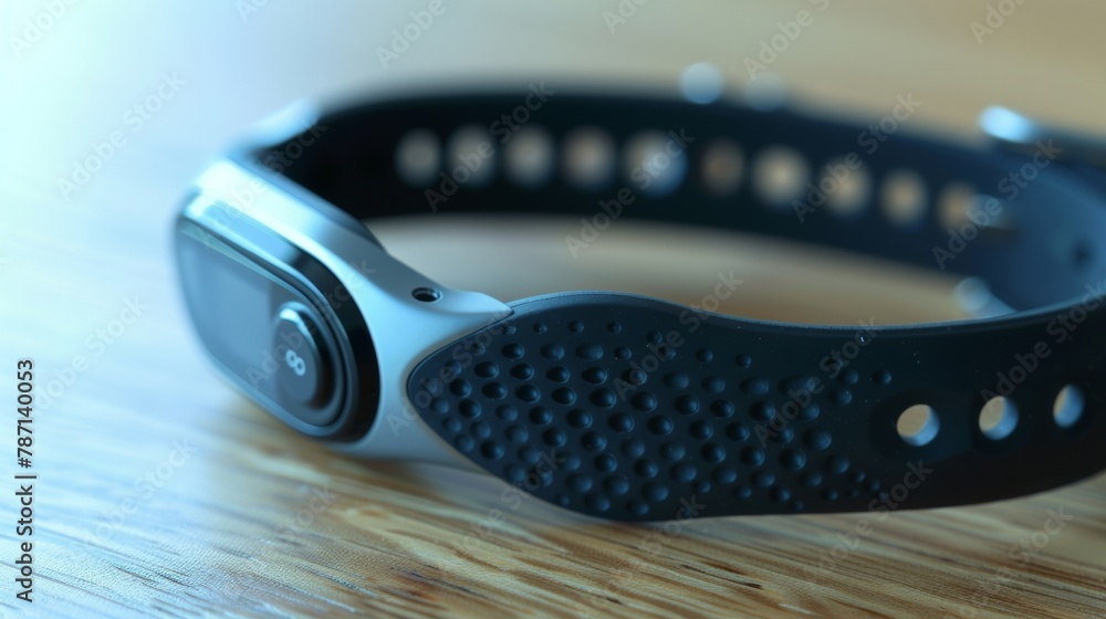 Aufkleber closeup of a smarch heart rate monitor sensor embedded in the back of a fitness tracker showcasing t