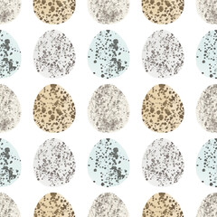 Seamless pattern with easter eggs, hand drawn illustration in watercolor style