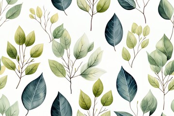 Obraz premium Seamless pattern, abstract art. Watercolor painting, children's wallpaper. Hand drawn plants. Palms, rainforest, leaves, flowers. modern Art. Prints, wallpapers, posters, cards, murals