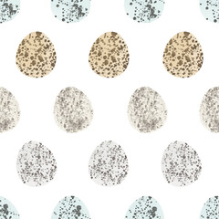 Seamless pattern with easter eggs, hand drawn illustration in watercolor style