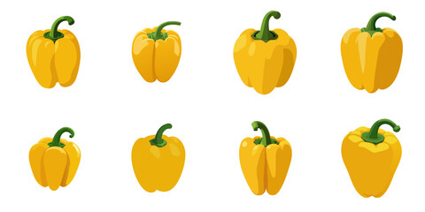 Vector illustration of yellow bell peppers with multiple simple designs