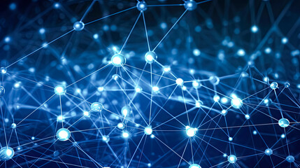 A blue background with many small blue dots that are connected to each other