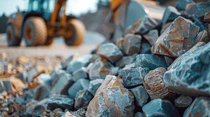 Close up shot of stones delivered from a quarry for road construction