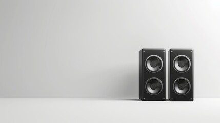 Free space between two sound speakers on a white background. - obrazy, fototapety, plakaty