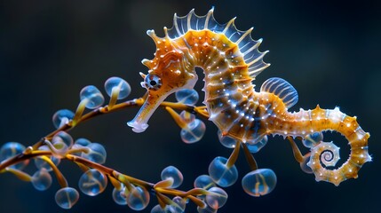 Nautical Wallpaper Delight: Beautiful Seahorse in Aquatic Ecosystem - 787145423