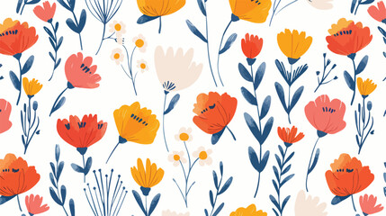 Fototapeta na wymiar Minimalistic flowers wallpaper. Colored vector