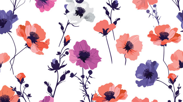 Minimalistic flowers wallpaper. Colored vector