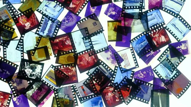 Sibiu, Romania - April 14, 2024. Retro 35mm analog positives film slides artistic