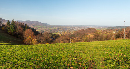 View from meadow near Zvonicka sv. Isidora above Hradek village in Czech republic