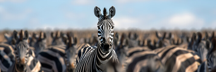 Premium Photo | Herd of striped zebras standing in wild desert at sunlight
 - obrazy, fototapety, plakaty