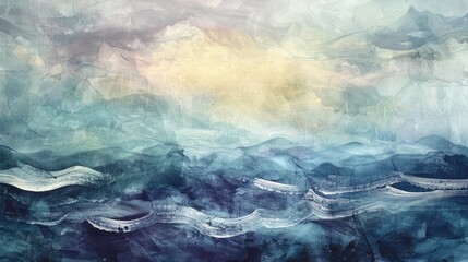 Abstract blue and white watercolor landscape. National Mental Health Awareness