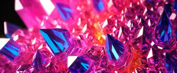 Beautiful bright lucent crystals, close-up abstract background