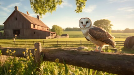 barn owl perched on a beam, surveying its surroundings