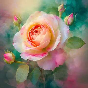  a photograph into a stunning piece of digital art by adding ethereal rose accents, evoking a sense of romance and whimsy