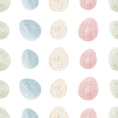 Seamless pattern with easter eggs, hand drawn illustration in watercolor style