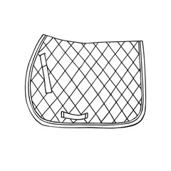 Vector hand drawn doodle sketch outline horse equestrian saddle pad isolated on white background © Sweta