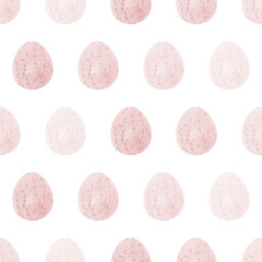 Seamless pattern with easter eggs, hand drawn illustration in watercolor style