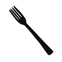Vector hand drawn fork silhouette isolated on white background